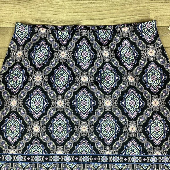 Talbots A-Line Navy Blue Pattern Knit Stretch Skirt sz X - Picture 2 of 6